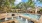 a pool with a fountain in it